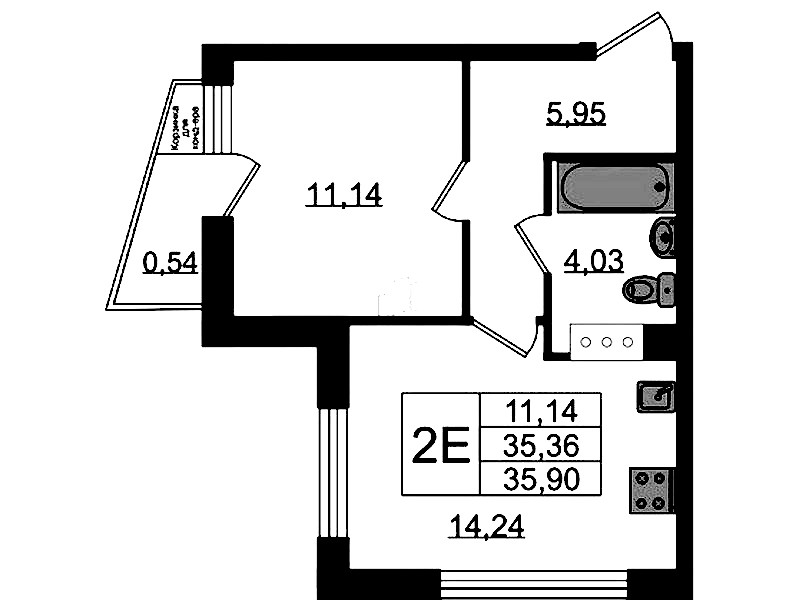 1-комнатная квартира 35.9 м², 9/11 эт., ЖК «VEREN NORT Сертолово»